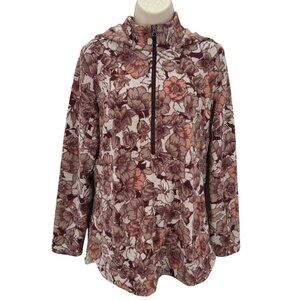Royal Robbins Womens Floral Fleece Pullover Hoodie Half-Zip Closure Size L